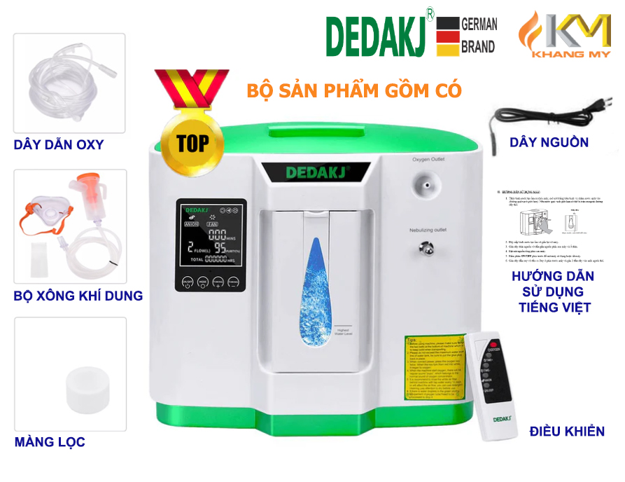 bộ sản phẩm máy tạo oxy y tế tại nhà cho người bệnh 9 lít có xông khí dung